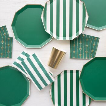 Emerald Green Cabana Stripe Party Napkins X 20, 5 of 5