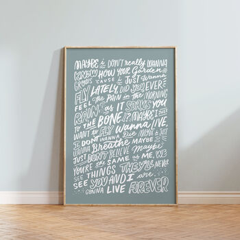 Oasis, Live Forever Song Lyrics Wall Art Print, 5 of 8