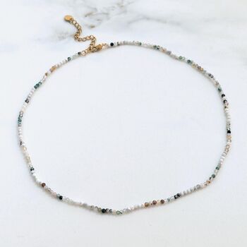 Inner Peace, Balance, Grounding And Abundance Skinny Gemstone Beaded Necklace, 4 of 7