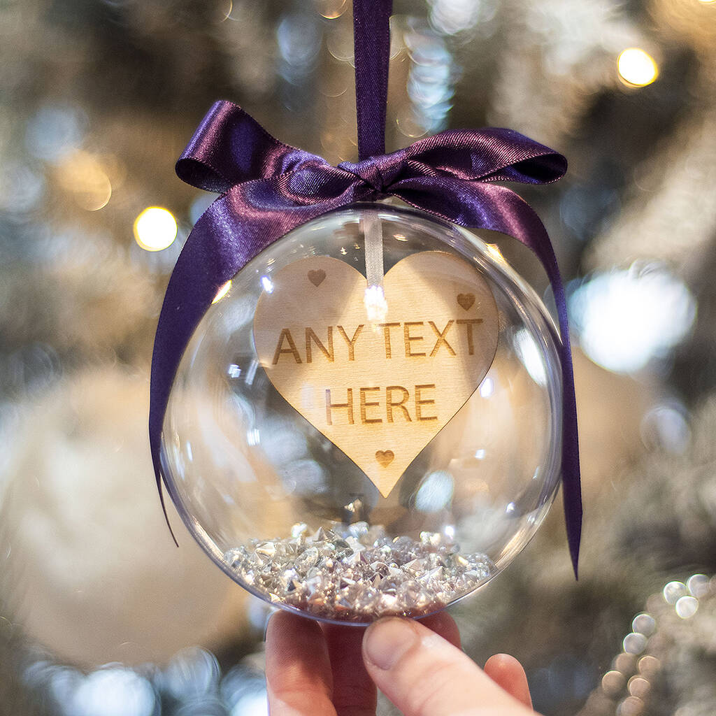 Personalised 'Any Text' Christmas Bauble Decoration, 1 of 7