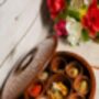 Wooden Handcrafted Round Spice Box With Spoon, thumbnail 2 of 5