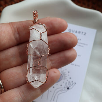 Clear Quartz Wire Wrapped Pendant Necklace, 4 of 8