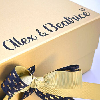 Personalised Gold Anniversary Gift Box With Custom Text, 6 of 6