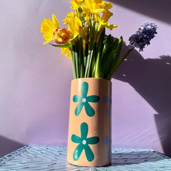Flower Hand Painted Cylinder Vase, 3 of 7
