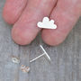 Lucky Happy Cloud Earring Studs In Sterling Silver, thumbnail 2 of 3