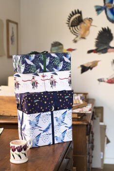 'Starry Robins' Luxury, Recycled Wrapping Paper Pack, 8 of 8