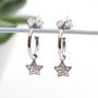 Sterling Silver Mini Hoop And Star Charm Earrings, thumbnail 2 of 5