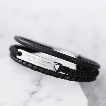 Men's Multi Strand Personalised Leather Bracelet, 4 of 8