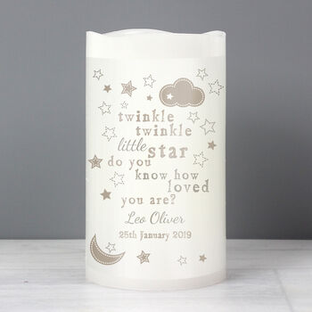 Personalised Twinkle Twinkle Nightlight LED Candle – Gift For Christening Or New Baby, 2 of 3