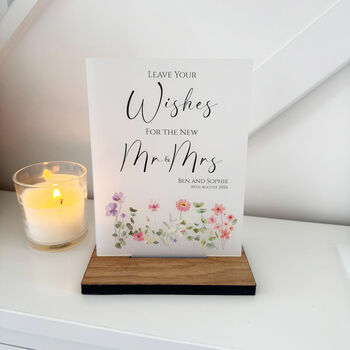 Floral Personalised Leave Your Wishes Sign Opaque, 3 of 6