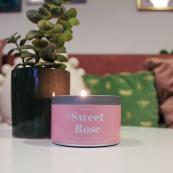 Sweet Rose Scented Soy Wax Candle 220g, 3 of 5