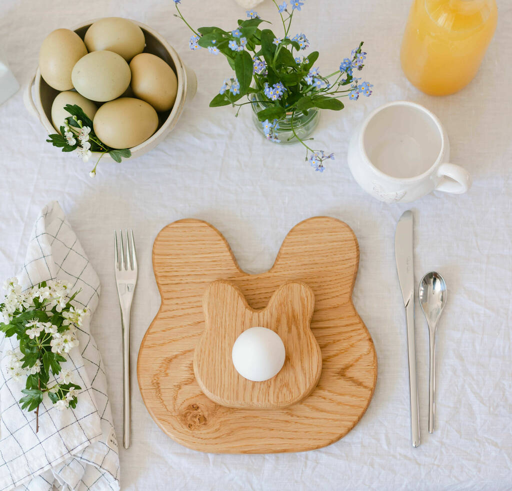 Breakfast Set Bunny Toast Board And Egg Cup, 1 of 9