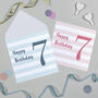 Candy Stripe 7th Birthday Card, thumbnail 2 of 7