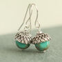 Turquoise Silver Acorn Earrings, thumbnail 1 of 7