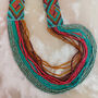 Beaded Coral And Turquoise Statement Collar Necklace, thumbnail 1 of 5