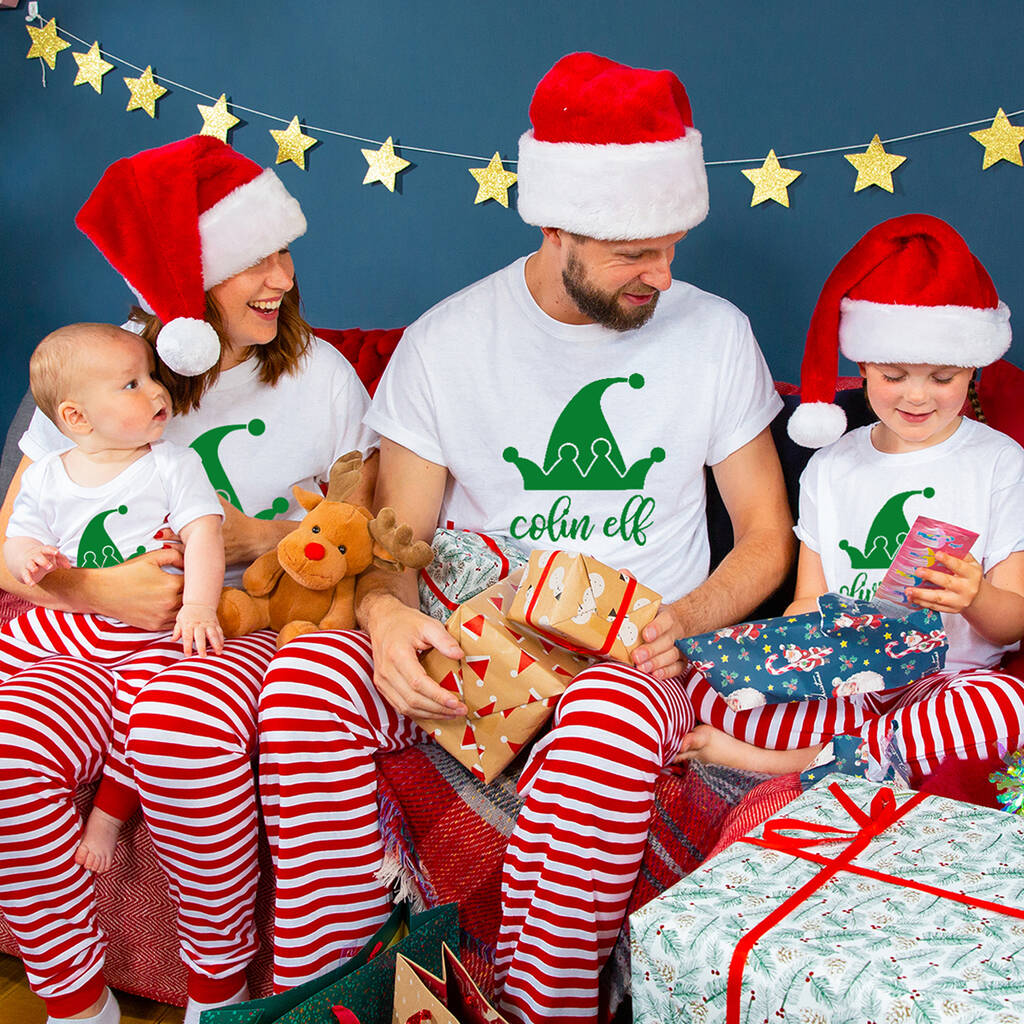 Personalised Elf Christmas Family Pyjamas Set, 1 of 12