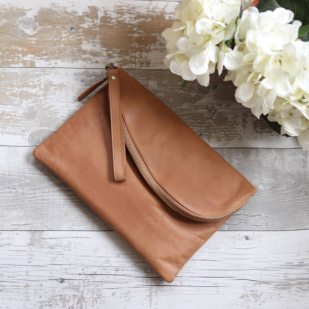 Brown Leather Envelope Clutch Bag By The Leather Store | 0