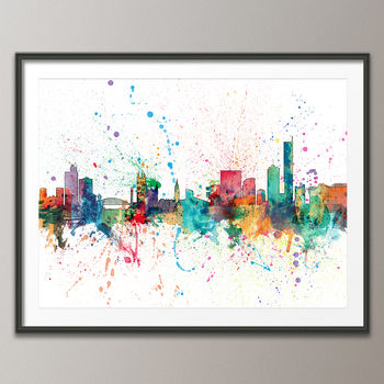 Manchester Skyline Cityscape Paint Splashes Print, 3 of 5