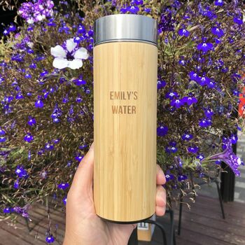 Personalised Reusable Sustainable Bamboo Water Bottle, 3 of 12