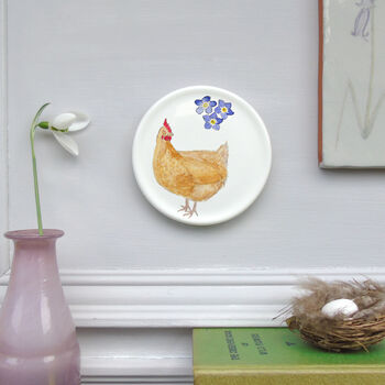 Hens And Forget Me Nots Decorative Mini Wall Plates, 6 of 6