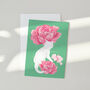 'Hello' White Cat And Roses Card, thumbnail 1 of 2