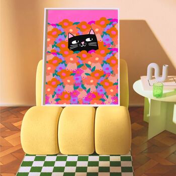 Cat In The Flowers Print, 2 of 3