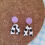 Polymer Clay Mini Cow Arch Earrings, thumbnail 1 of 2