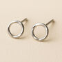 Sterling Silver Molten Karma Circle Stud Earrings, thumbnail 1 of 7
