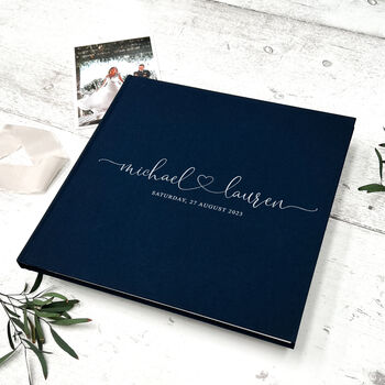 Wedding Linen Guest Book Modern Heart Design, 8 of 11