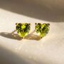 Peridot Heart August Birthstone Stud Earrings, thumbnail 1 of 3