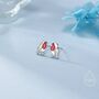 Baby Robin Bird Stud Earrings In Sterling Silver, thumbnail 1 of 12