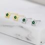 Tiny Emerald Green Cz Star Stud Earrings, thumbnail 1 of 10