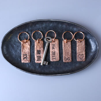 9th Anniversary Copper 'Tag' Keyring. Handmade Anniversary Gift, 2 of 10