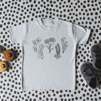 Family Birth Month Flowers Children's T Shirt, 7 of 11
