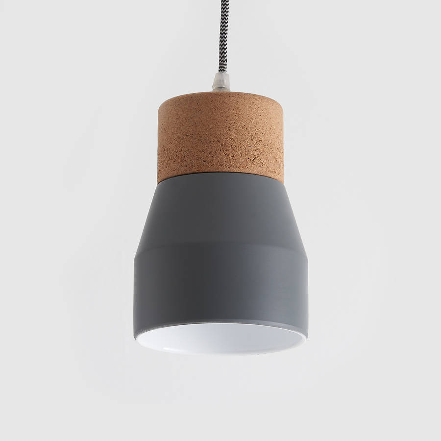 Grey And Cork Pendant Light By horsfall & wright