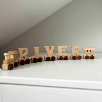Wooden Letter Personalised Name Toy Train, 6 of 7