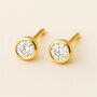 Gold Plated Sterling Silver April Cubic Zirconia Birthstone Stud Earrings, thumbnail 1 of 5