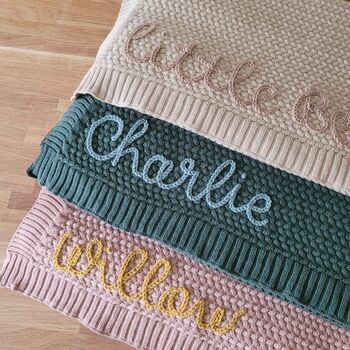 Hand Embroidered Baby Name Blanket, 4 of 5