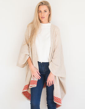 Oatmeal Knitted Lambswool Blanket Cardigan, 9 of 9