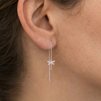 Dragon Fly Zircon Threader Earrings, 2 of 3