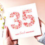 Love Hearts Coral 35th Anniversary Card, thumbnail 1 of 3