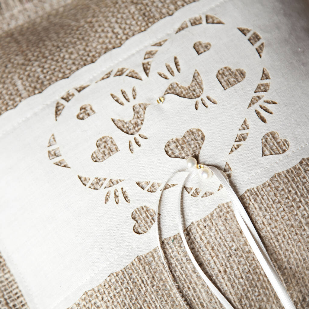 Hessian Wedding Ring Pillow By Baloolah Bunting