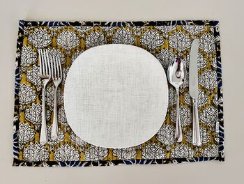 Pair Of Reversible Cotton Table Mats In Lilipad Print, 7 of 7