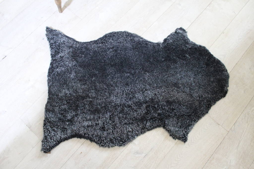 Dark Grey Curly Sheepskin Rug