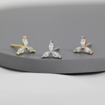 Marquise Cz Stud Earrings In Sterling Silver, 2 of 12
