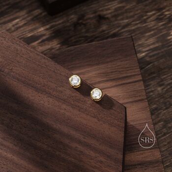 5mm Bezel Cz Crystal Stud Earrings In Sterling Silver, 7 of 12
