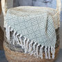 Sage And Ivory Cotton Throw With Tassels, thumbnail 1 of 2