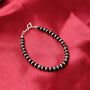 Black Pure Silver Beaded New Born Kids Nazaria Bracelet, thumbnail 2 of 4