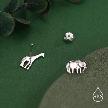 Sterling Silver Elephant And Giraffe Stud Earrings, 3 of 12