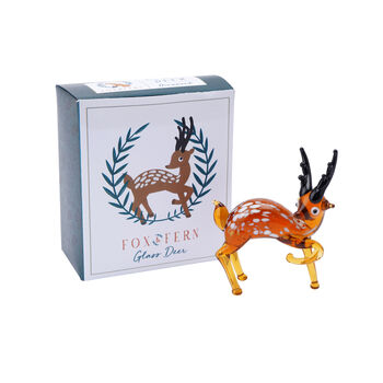 Glass Deer Hand Blown Ornament In Gift Box, 2 of 3